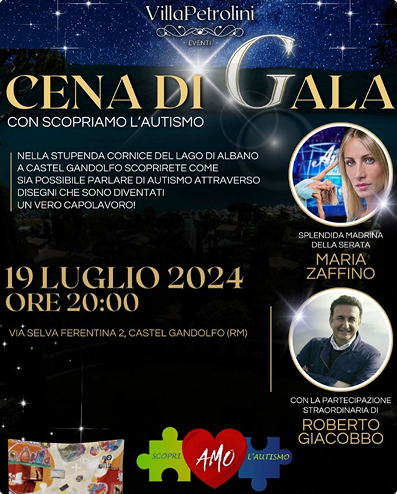 Locandina della Cena di Gala del 19 luglio 2024 a Villa Petrolini