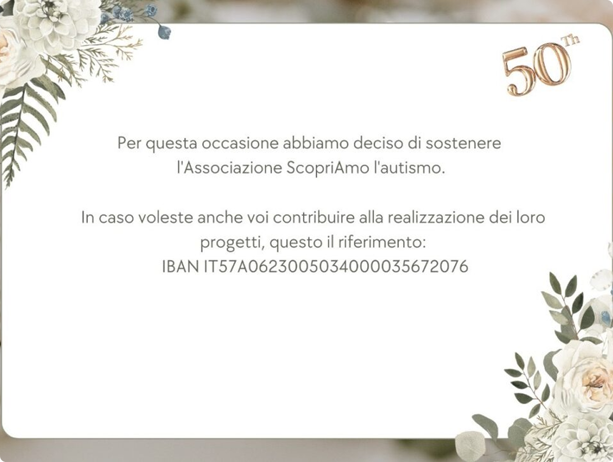Pergamena solidale per un 50° anniversario a sostegno dell’associazione